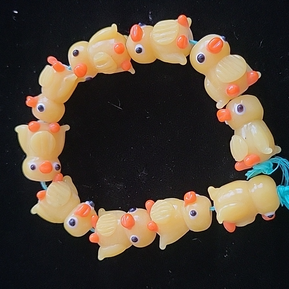 10 pc. Lampwork Glass Beads Cute Duck